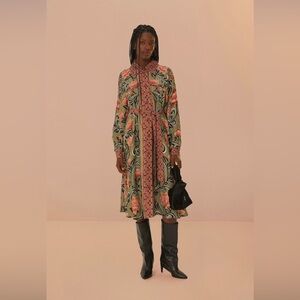 Farm Rio Arabesque Floral Green Midi Dress